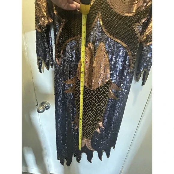 RARE Creative Creations Made In India 100% Silk Size Medium Disco Dress Sequined - Picture 14 of 14